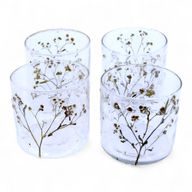Natural Floral Glass - Straight Candle Holder - Daisy  - (8x8cm)