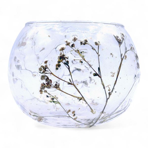 Natural Floral Glass - Bowl Candle Holder - Daisy - (8x10cm)