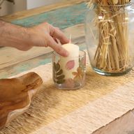 Natural Floral Glass - Straight Candle Holder - Spring -  (8x8cm)