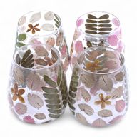 Natural Floral Glass - Vase Candle Holder - Spring - (12x11cm)