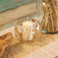Natural Floral Glass - Large Bowl Candle Holder - Rose - (12x13cm)