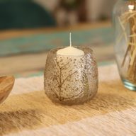 Natural Floral Glass - Straight Candle Holder -  Pine - (10x9cm)