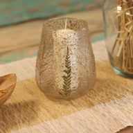 Natural Floral Glass - Large Bowl Candle Holder - Pine - (15x12cm)