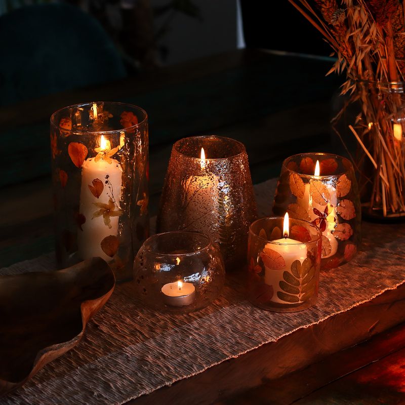 Natural Floral Glass - Bowl Candle Holder - Spring - (8x10cm)