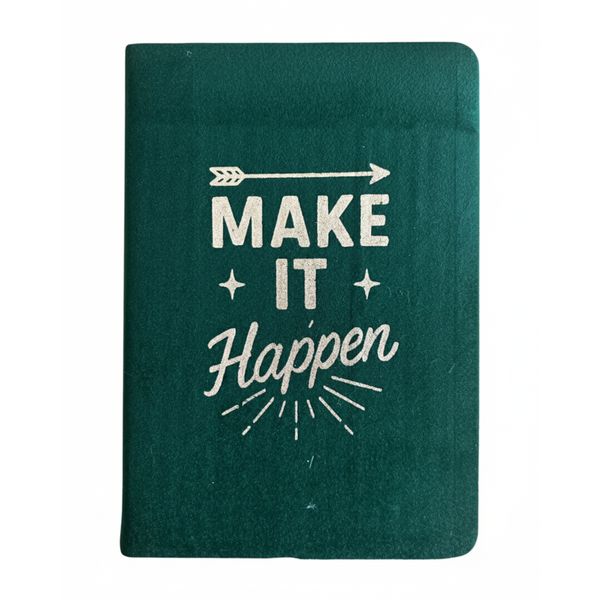 Velvet Notebook - 80 pages - Make it Happen - Dark Green