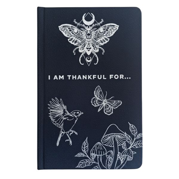 Hardbacked Gratitude Journal - 120 pages - Rich Black & Silver Lining