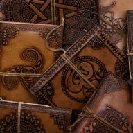 Assorted Medium Esoteric Leather Notebooks (5x3.5") - Display case