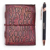 Fat Deckled Edge Leather Notebook (5x3.5") - Every Day May Not Be Good
