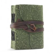 Fat Deckled Edge Leather Notebooks (5x3.5") - Green Maze Pattern