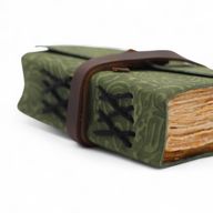 Fat Deckled Edge Leather Notebooks (5x3.5") - Green Maze Pattern