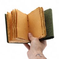 Fat Deckled Edge Leather Notebooks (5x3.5") - Green Maze Pattern