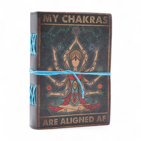 Leather Printed Notebooks (7x5") - My Chakras are Aligned AF - 200 page Plain paper