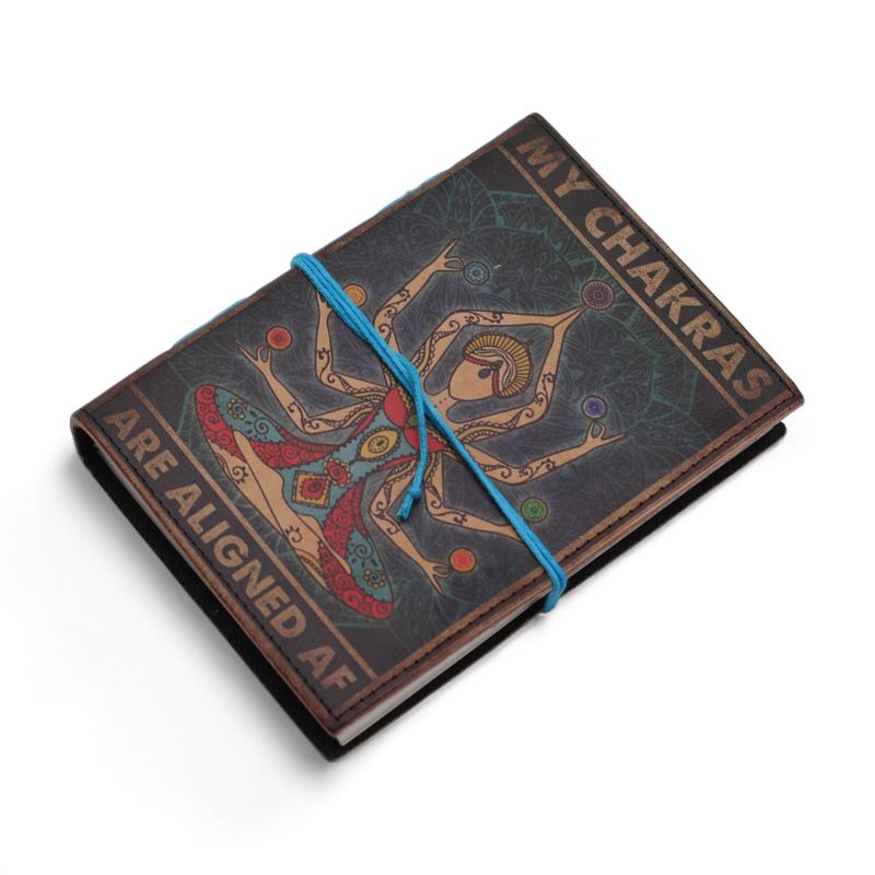Leather Printed Notebooks (7x5") - My Chakras are Aligned AF - 200 page Plain paper