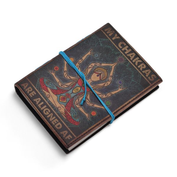 Leather Printed Notebooks (7x5") - My Chakras are Aligned AF - 200 page Plain paper