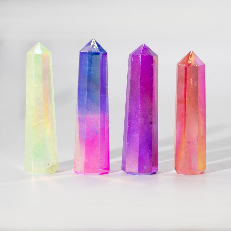Gemstone Obelisk Points approx 9cm - Aurora Crystal Quartz - Peach