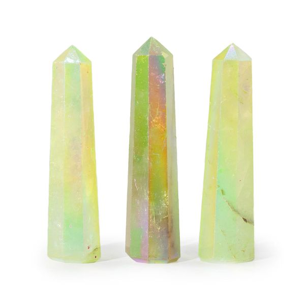 Gemstone Obelisk Points approx 9cm - Aurora Crystal Quartz - Pale Green