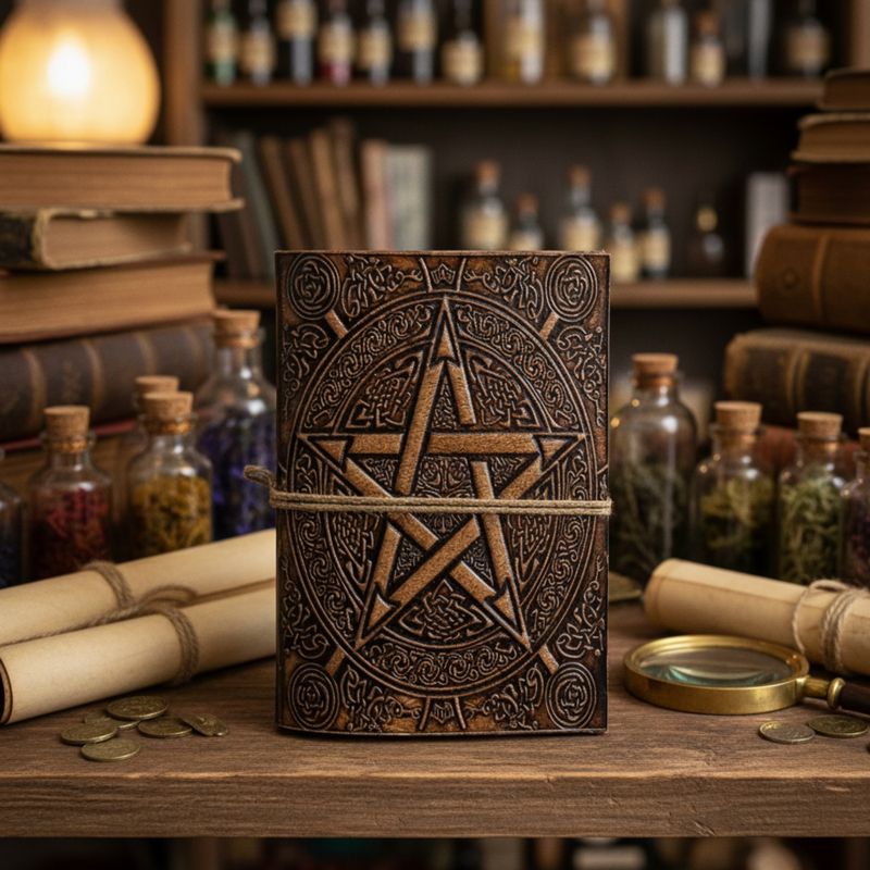 Assorted Medium Esoteric Leather Notebooks (5x3.5") - Display case