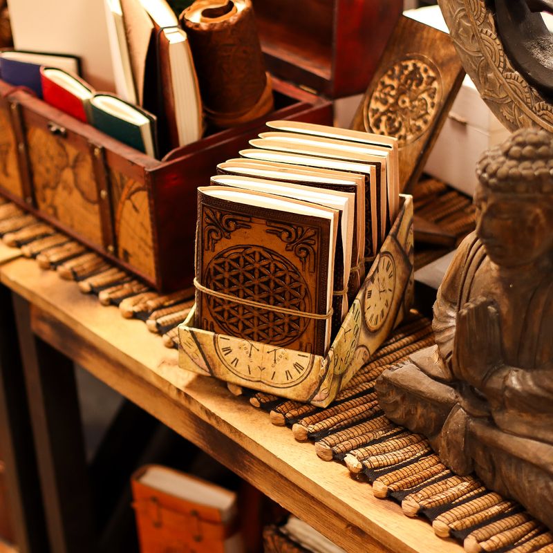 Assorted Esoteric Leather Notebooks (6x4.5") - Display case