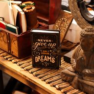 Leather Printed Notebooks (7x5") - Never Give Up On Your Dreams - 200 Pages