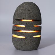 Natural Riverstone Candle Holder - Standing Stone Cut (9x20cm)