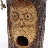 Tree Trunk Face - Bird House - Wise Owl