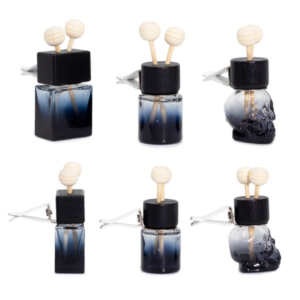 Black - Car Diffuser Vent Attach Bottles - 8ml - (3 assorted designs x 4)