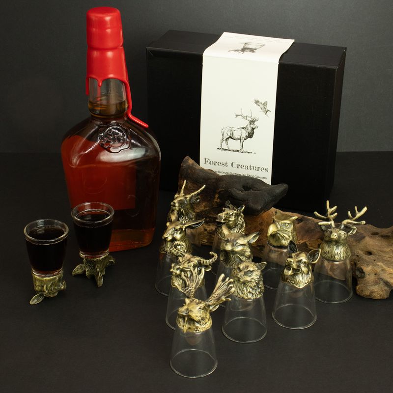 Gift Set of 12 Bottom Up Shot Glasses (25ml)  - Forest & Mystical Creatures