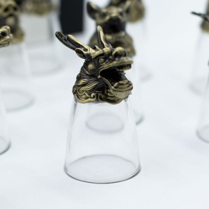 Bottom Up Shot Glasses (25ml) - Chinese Zodiac Creatures - Antique Bronze