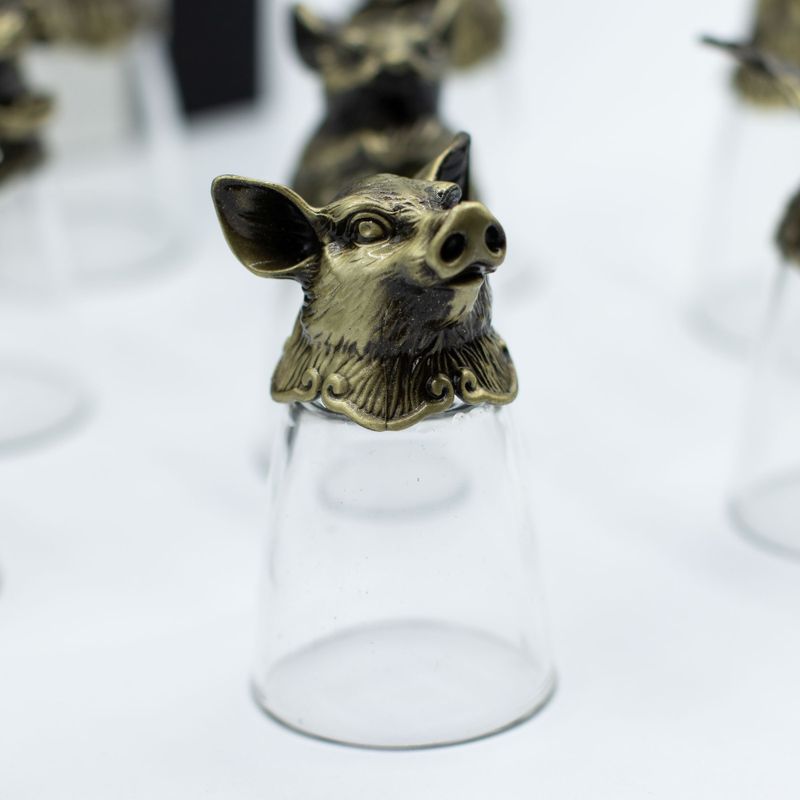 Bottom Up Shot Glasses (25ml) - Chinese Zodiac Creatures - Antique Bronze