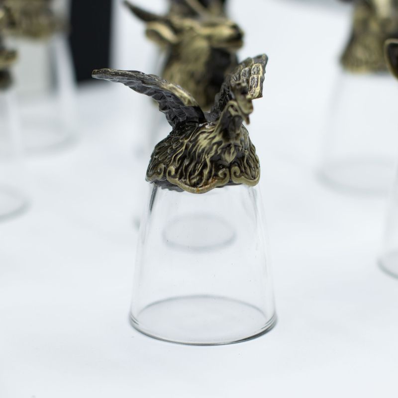 Bottom Up Shot Glasses (25ml) - Chinese Zodiac Creatures - Antique Bronze