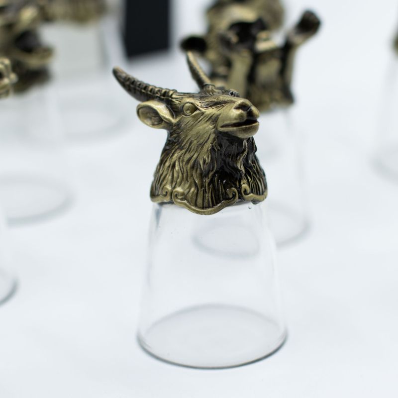 Bottom Up Shot Glasses (25ml) - Chinese Zodiac Creatures - Antique Bronze