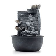 Tabletop Water Feature - 19x19x28cm - Buddha, Lotus Flower Cascading Pots