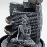 Tabletop Water Feature - 19x19x28cm - Buddha, Lotus Flower Cascading Pots