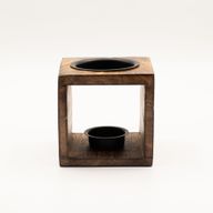 Square Mango Wood Oil Burner  - Hamsa