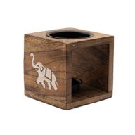 Square Mango Wood Oil Burner  - Elephant