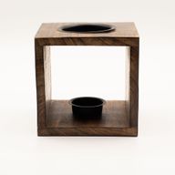 Large Square Mango Wood Oil Burner- Buddha Face