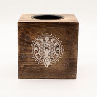 Large Square Mango Wood Oil Burner - Moon Goddess
