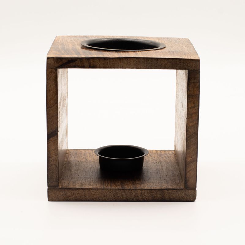 Large Square Mango Wood Oil Burner  - Tree of Life