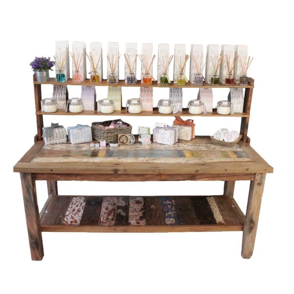 A&C Table with top shelf - 220cmx77cm