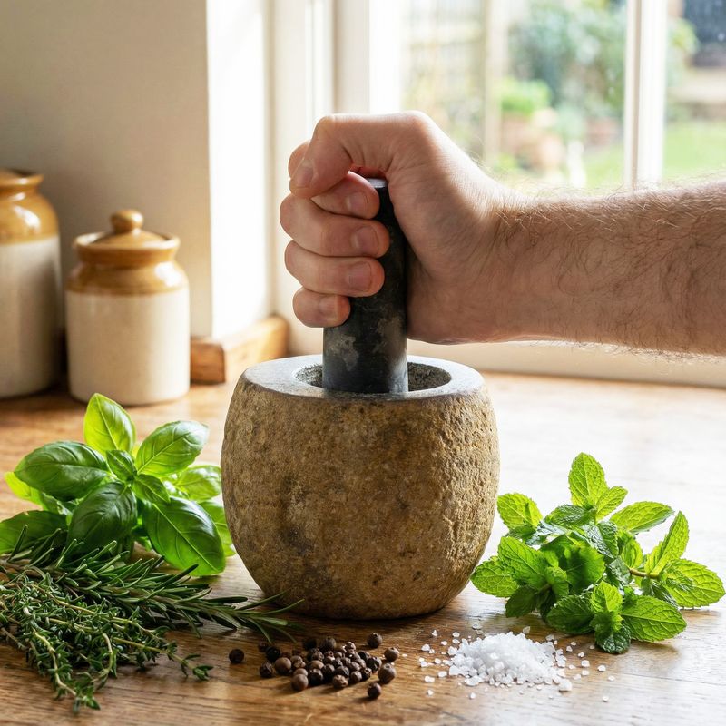Natural Riverstone Decorative Pestle & Motar- Small (aprox 9x7cm)
