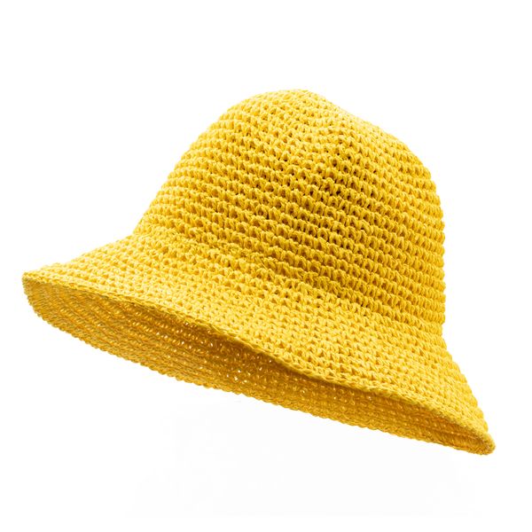 Floppy Straw Sun Hat - Yellow
