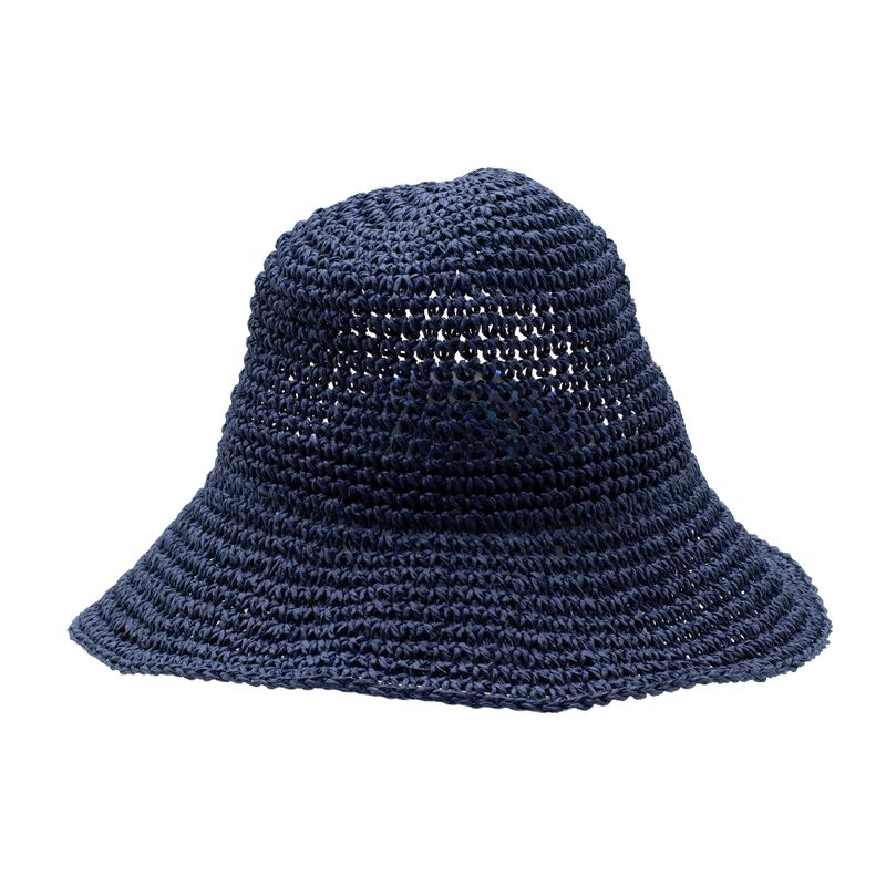 Floppy Straw Sun Hat - Navy Blue