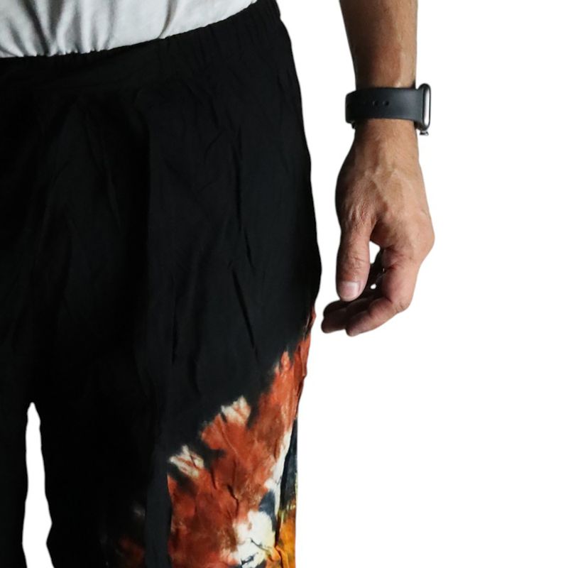 Japanese Style Lounge Pants - Med -Black Chocolate / Orange