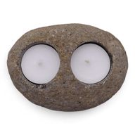 Natural Riverstone Candle Holder - Double Nightlight