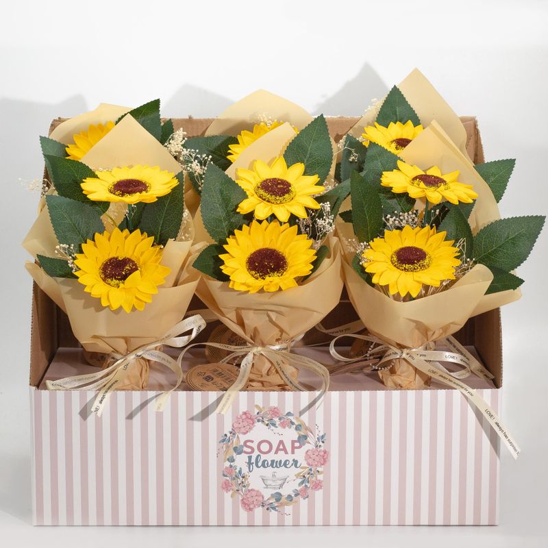 Box of Ready to Retail Soap Flower - Two Sunflower Bouquet