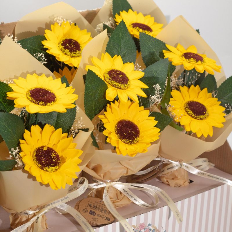 Box of Ready to Retail Soap Flower - Two Sunflower Bouquet