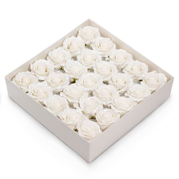 Craft Soap Flower - (5-Layer) Decorative Only Rose - Silk Trimmed - Classic White Sheen