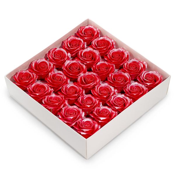 Craft Soap Flower - (5-Layer) Decorative Only Rose - Silk Trimmed - Frosted Ruby