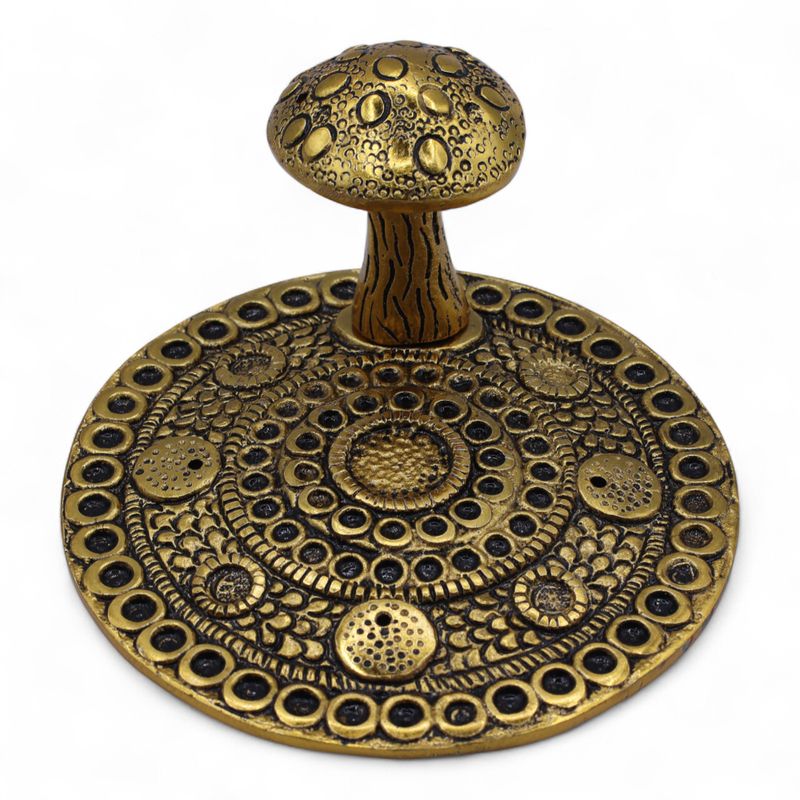 Mushroom Plate  - Brass Effect - Incense Holder