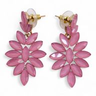 Rose Quartz - Vintage Glass - Long Drop - Earrings